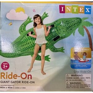 INTEX Inflatable Ride On GIANT GATOR ALLIGATOR Swimming Pool Float Toy 80" x 45"